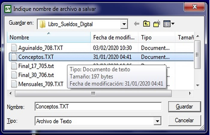 Exportaci&oacute;n de conceptos asociados
