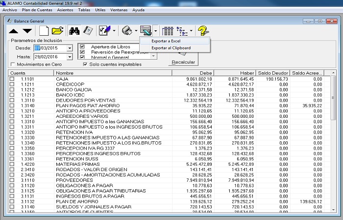 Balances r�pidos y exportables